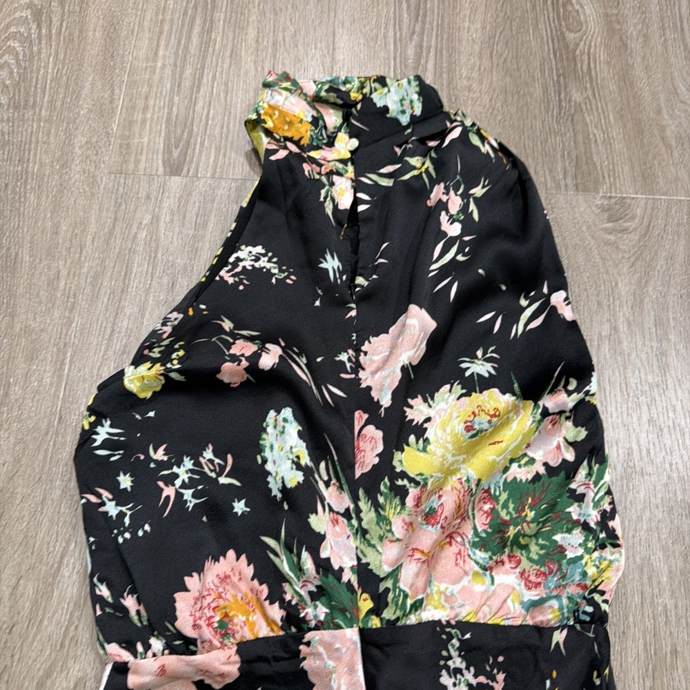 Petal & Pup Anabelle Halter Neck Midi Dress Size X-Small Black Floral - Picture 7 of 12